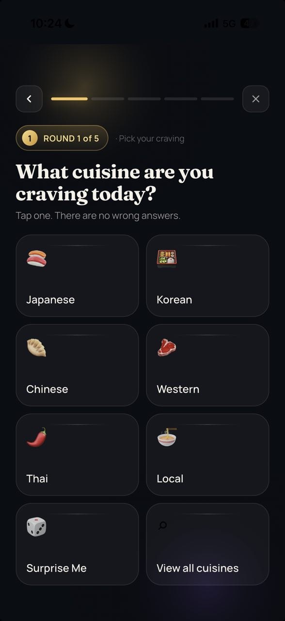 CraveMatch cuisine question