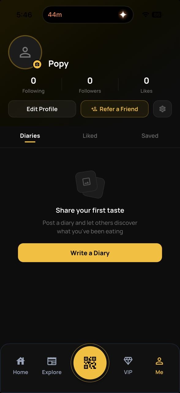 The Refer a Friend button on your profile in TasteVue